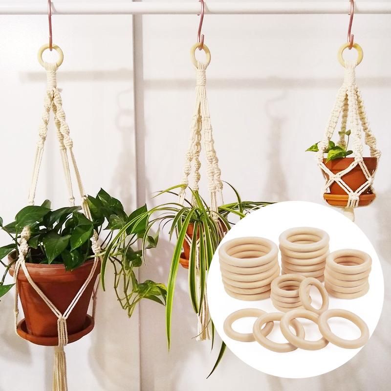 5/10/15/20/25/50pcs 20-80mm Natural Unfinished Wood Circle Rings Macrame DIY Crafts Baby Teething Toys Wooden Hoop Ornaments