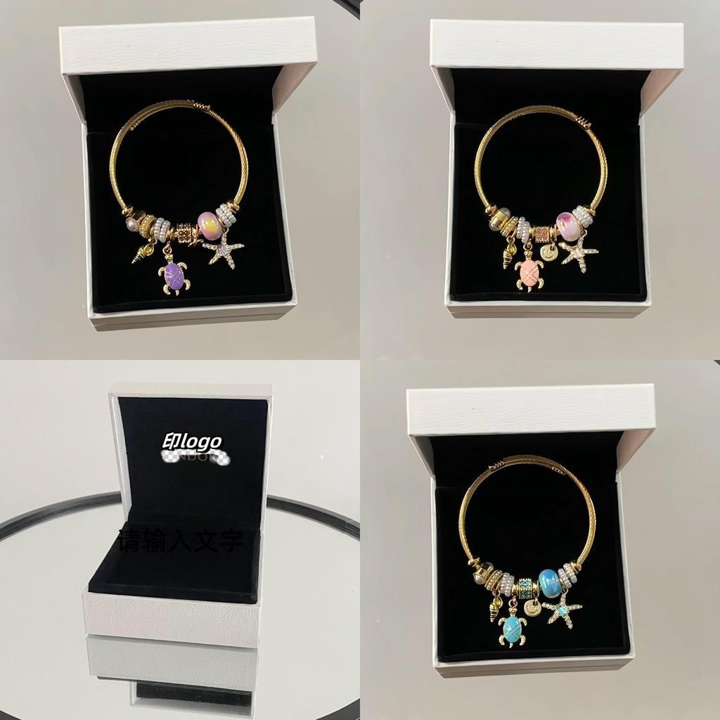 Ocean Vacation Style Stainless Steel Bracelet With Diamond Accents And Adjustable Turtle Charm For Women