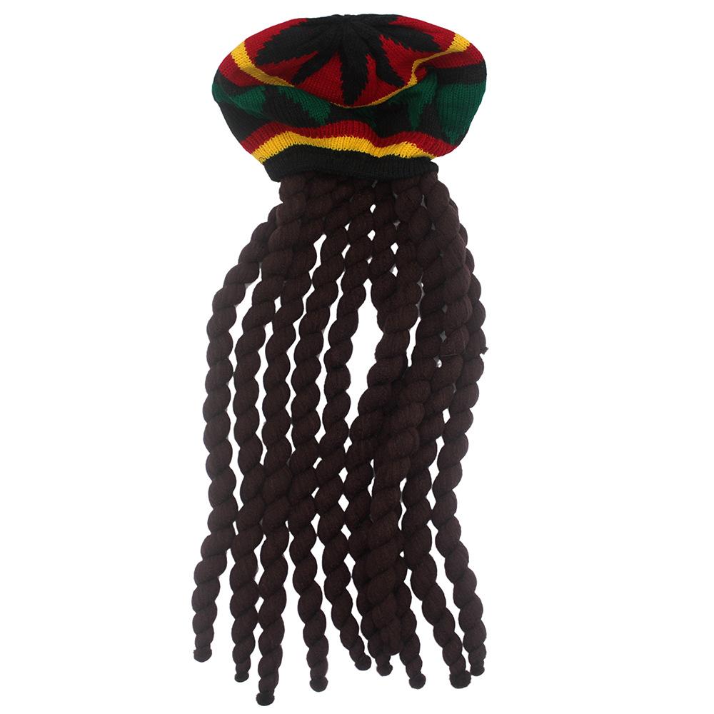Fake Braids Dress Up Knitted Hat, Autumn and Winter Jamaican Color Matching Hat, Halloween Cos Reggae Hat