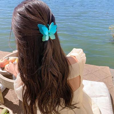 Buzlu degrade kelebek kadın saç pençe kelepçeleri saç yengeç şekli saç tokası şekillendirici tokalar moda 2022 yeni kız çocuk aksesuarları