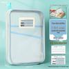 Transparent L-Shaped Document Bag with Zippered Mesh Opening for Handheld Use