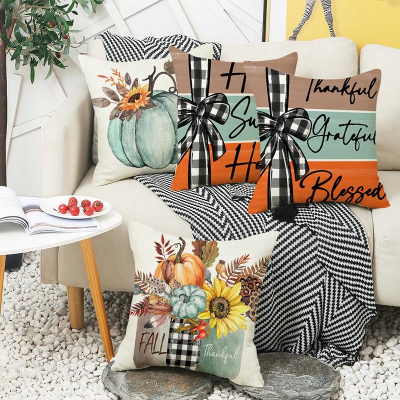 New Pumpkin Letter Print Pillow for Autumn Living Room Sofa Cushion Bedside Bay Window Cushion Cover