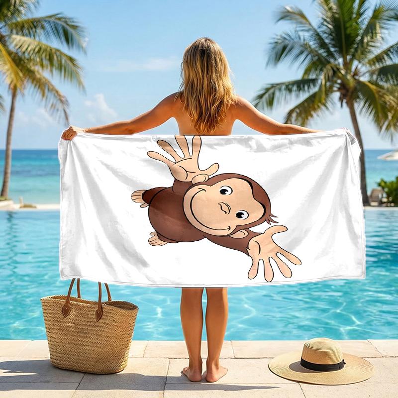 Curious George Fashion Beach Towel: Ideal for Summer Adventures Soft, Absorbent and Quick Drying Suitable for Swimming and Bathing