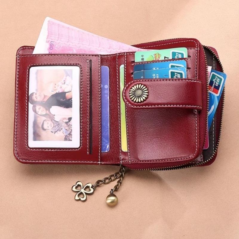 Women’s Short Wallet PU Leather Zipper Coin Purse Small Bifold Wallet Card Holder ID Window Multi Slot Compact Clutch Wallet for Ladies Girls