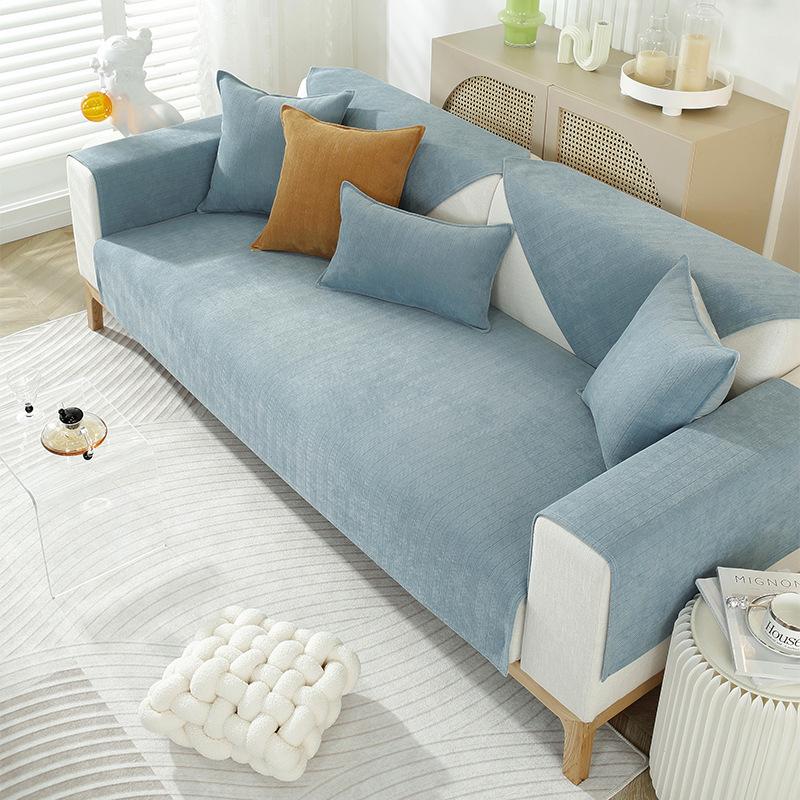 

Чехол для диванной подушки Nordic, универсальный, нескользящий, простой, современный, кожаный, чехол для подлокотника, спинки, шенилл 110*210cm синий