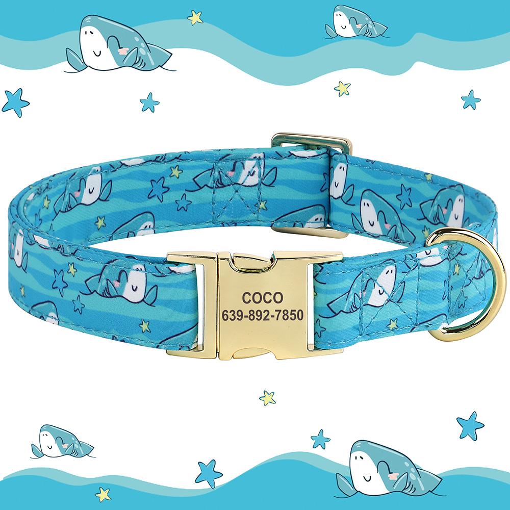 Flower Dog Collar Personalized Dogs ID Collars Nylon Printed Pet Buckle Collar Adjustable for Small Medium Large Dogs S M L