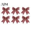 Large Fabric Bows for Home Decor Glitter Christmas Bow, Gold Sparkling Ribbon Hanging Ornament Decorative Wedding Scenery Tree Wreath Gift