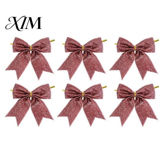 Large Fabric Bows for Home Decor Glitter Christmas Bow, Gold Sparkling Ribbon Hanging Ornament Decorative Wedding Scenery Tree Wreath Gift