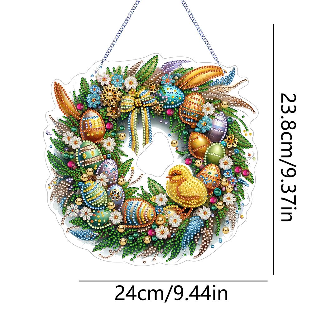 2025Acrylic Special Shape Easter Egg Wreath 5D DIY Diamond Painting Dots Pendant Rhinestone Diamond Art Pendants for Wall Window