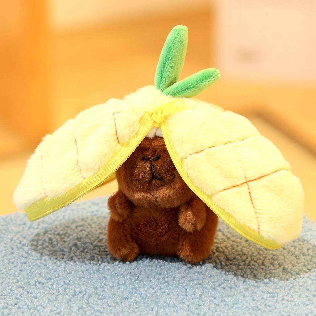 Pineapple Transform Capybara Plush Keychain Pendant Fruit Design Car Decor Bag