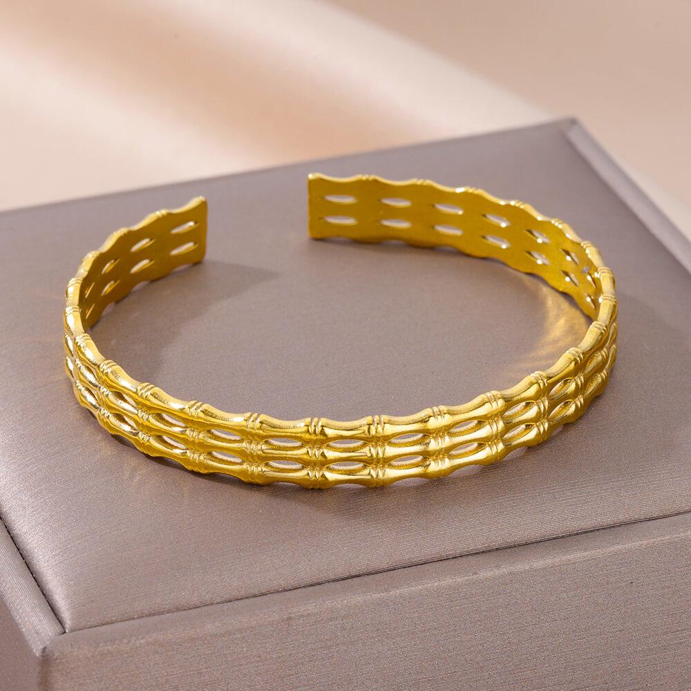 316L Stainless Steel Bangles For Women Vintage Punk Open Wide Bangle Bracelets Exquisite Wedding Jewelry Gift