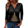 Women's Casual Fashionable Sexy Comfortable V-Neck Christmas Three-Quarter Sleeve Top