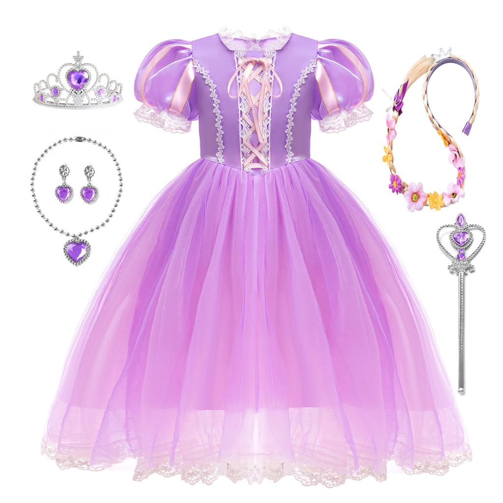 Little Girls Purple Princess Rapunzel Birthday Party Cosplay Halloween Easter Carvinal Fancy Dress Girls Holiday Party Dress-Up