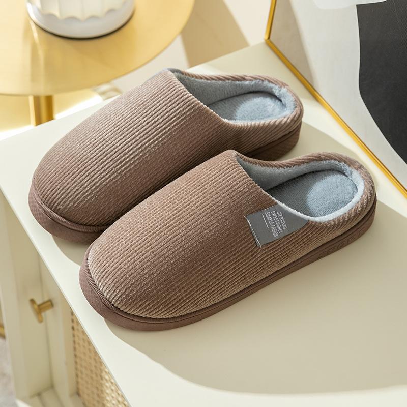 Winter new cotton slippers women's indoor home warm non-slip soft bottom couple cute silent velvet slippers men