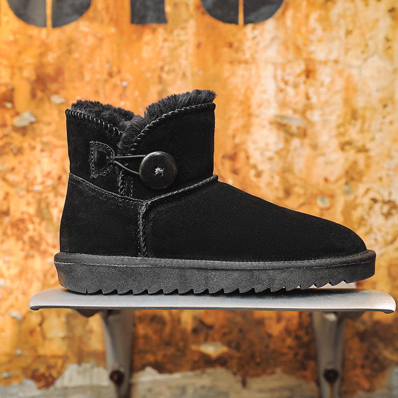 Trendy Women's Cowhide Snow Boots - Cute, Non-Slip, Thickened, Short-Tube for Autumn/Winter