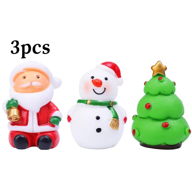 Cute Resin Christmas Ornaments Mini Santa Claus Snowman Elk Micro Landscape Xmas Home Office Miniature Desktop Decoration Supply