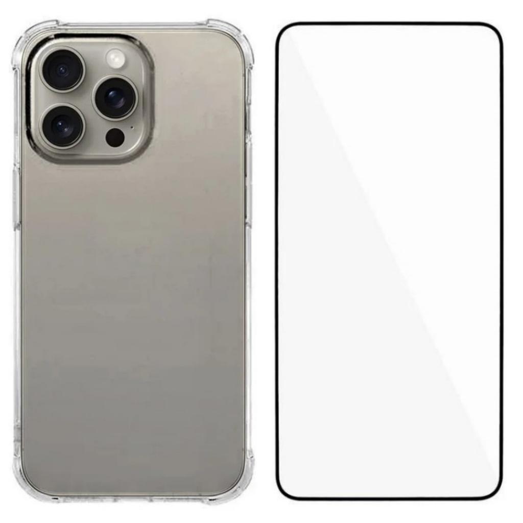 For iPhone 16 Pro Max TPU Case WANLONFENG WL3 Series 1.5mm Phone Cover (Big Lens Hole) with Tempered Glass