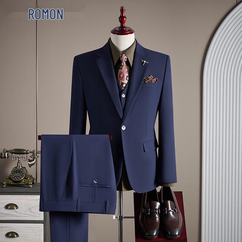 Romon Men's 3-Piece Slim Fit Business Suit Set