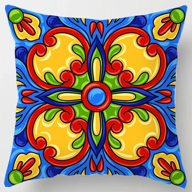 Colorful National Floral Antique Porcelain Print Pillowcase Comfortable Sofa Car Seat Cushion Cover Bohemian Hippie Home Decor