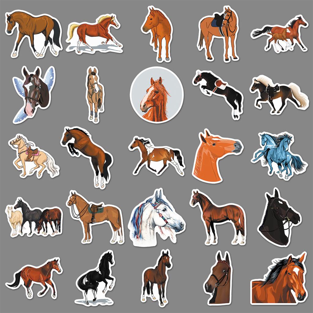 50 Horse Graffiti Stickers Personalized Cartoon Animal Creative Decoration Mobile Phone Case Water Cup Suitcase Stickers
