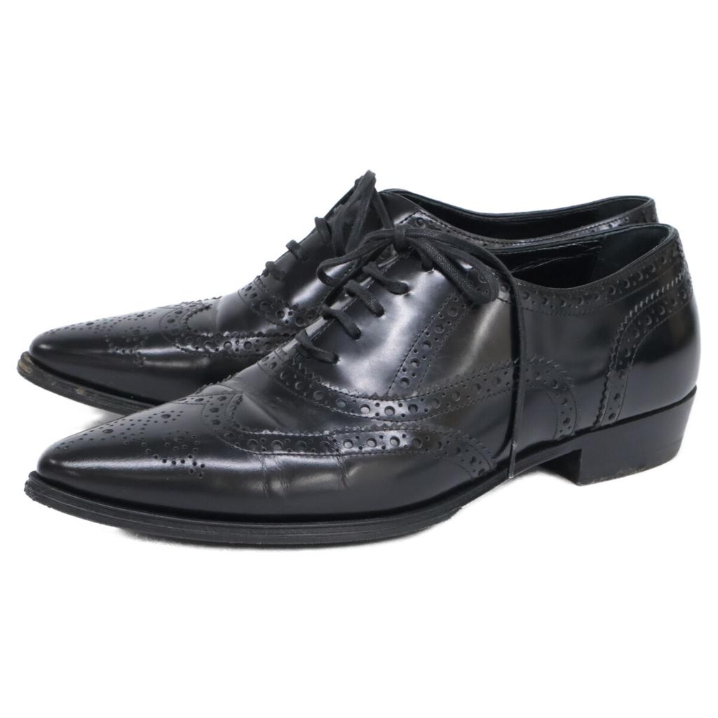 CELINE 19Stainless Steel Jacno Full Brogue Inner Wing Leather shoes 37 blackUsed