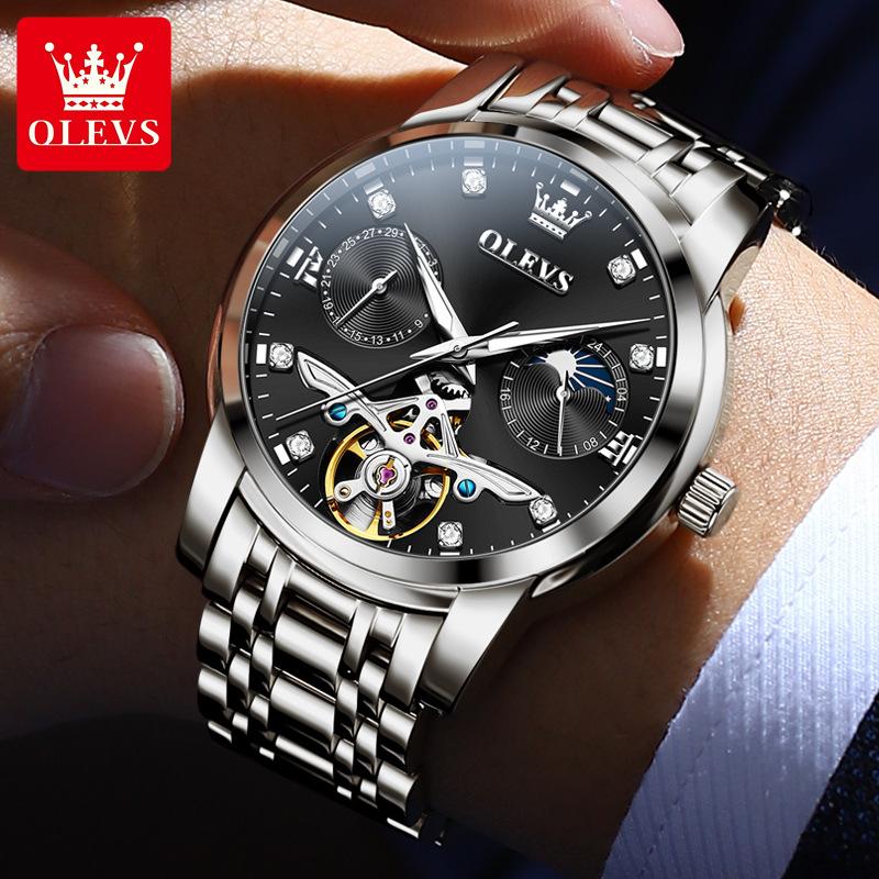 OLEVS Brand Multi-function Tourbillon Men's Watch Mechanical Watch Glow-in-the-dark Trend Men's Watch Business Model
