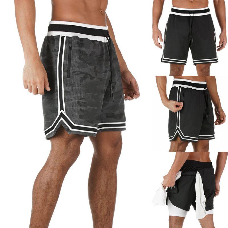 Men's Fitness Sports Shorts With Adjustable Waist And Hidden Zipper Pockets