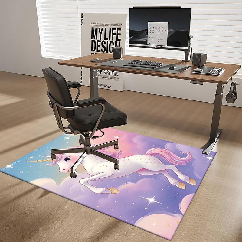 1pc Unicorn Fantasy Office Chair Mat - Anime Cartoon Design, Non-Slip Carpet for Home Decor, Suitable for All Seasons, Perfect Gift for Festivals.H012