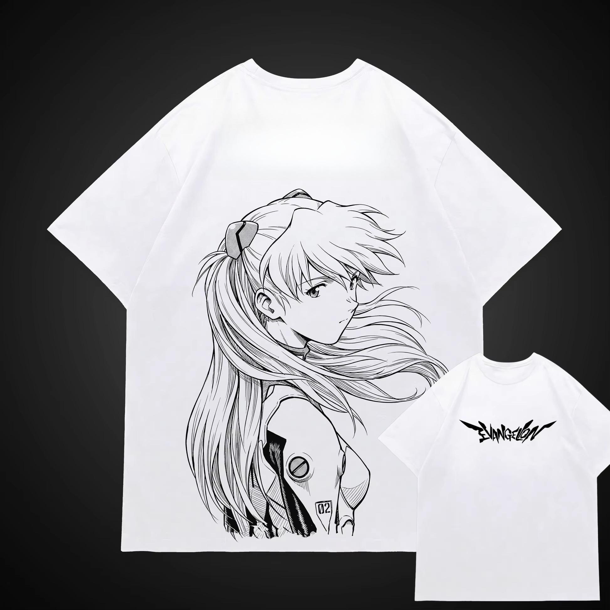 Neon Genesis Evangelion Anime EVA Asuka Printed Tshirt Mens and Womens Tshirt Mens Top Sports Tshirt Mens Tshirt Summer S