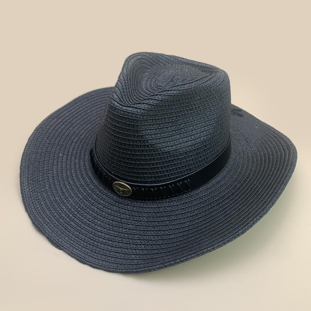 Tibetan Xinjiang Cattle Head Western Cowboy Hat Men And Women Shading Gradual Change Color Outdoor Mountaineering Straw Hat