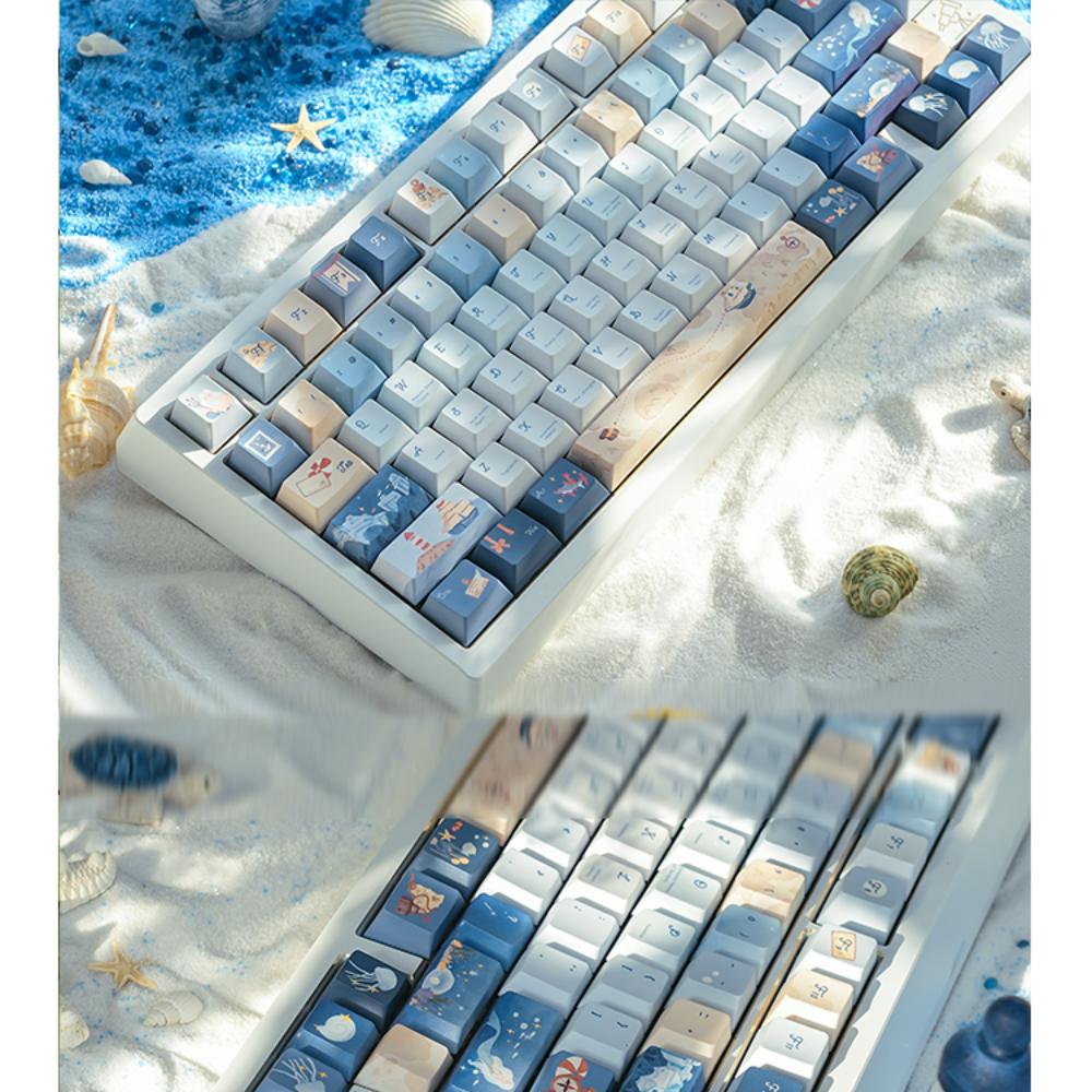 Navigation Chart Keycap Cherry Retro Ocean Pbt Blue Ocean Diy Keycaps Iso "L" - Shaped Enter Key Split Space Alice 138Key Keycap