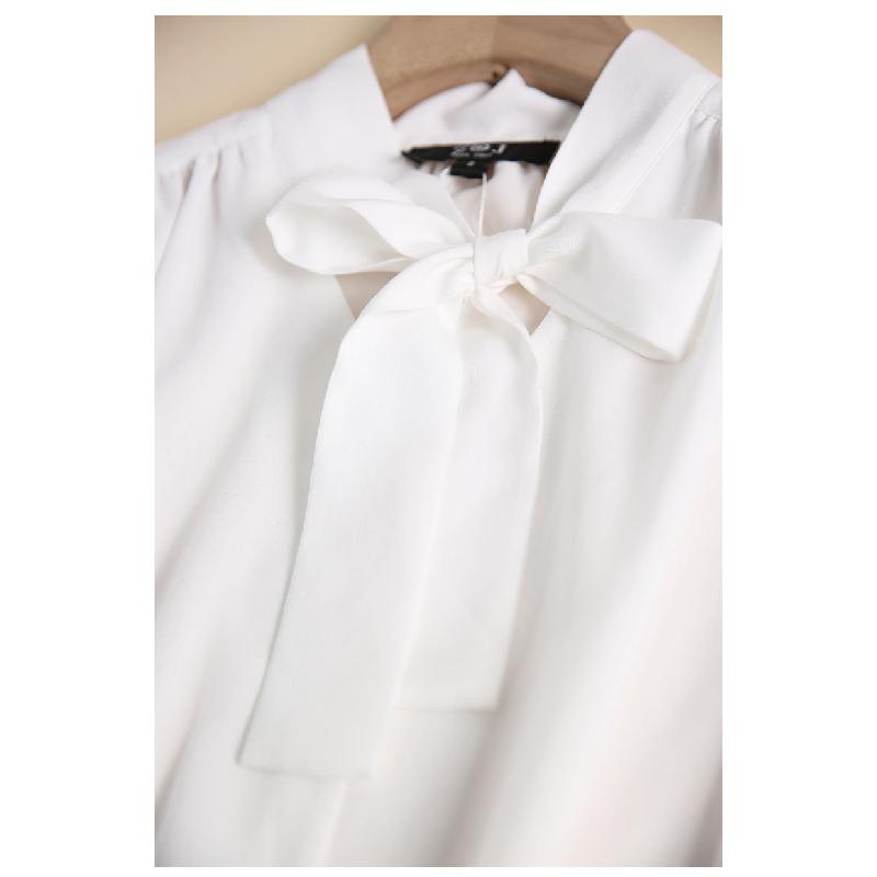 2026 Spring New Elegant White Shirt for Women, Versatile Commuting Shirt with Draped Ribbons