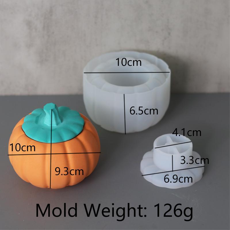 3D Large Pumpkin Storage Box Silicone Mold Plaster Candle Jar Making Mould Handmade Flowerpot Resin Molds Halloween Decor Gifts