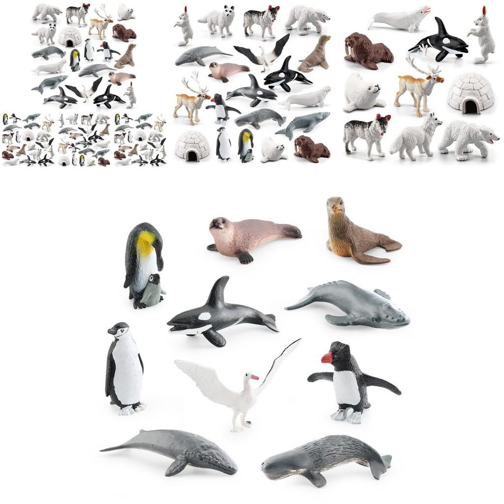 Set de Figuras de Animales del Ártico de PVC Oso Polar Pingüino con Figuras Realistas de Vida Silvestre para Exhibición Educativa