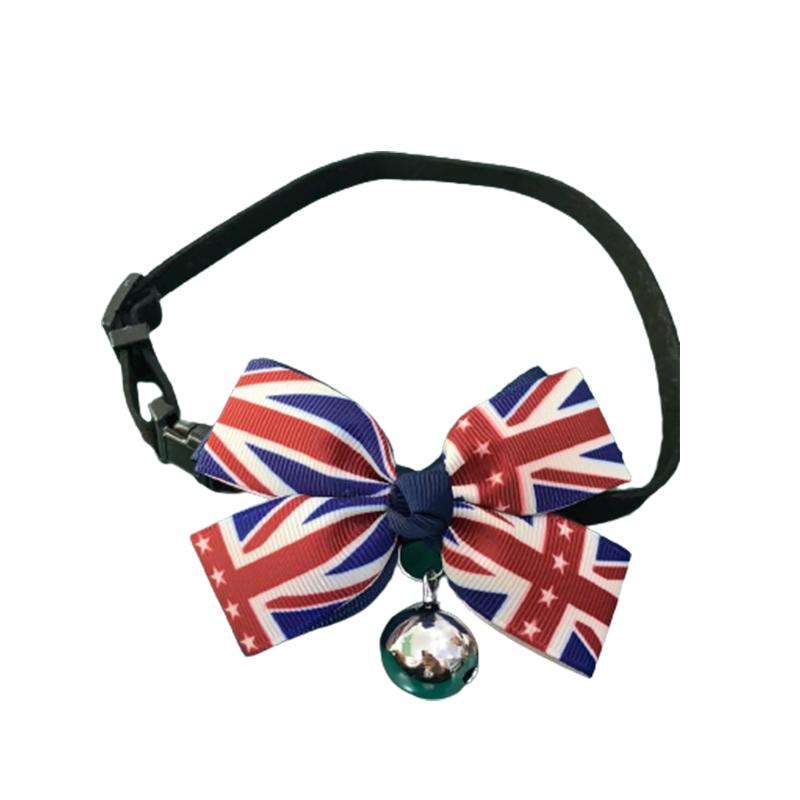 

British Flag Pet Bell Collar Bow Cat Teddy Bichon Dog Hanging Sl Jewelry L(Adjustment range35~45cm)