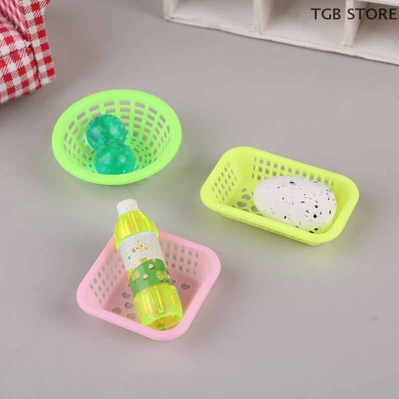 10Pcs Washing Storage Basket 1:12 Dollhouse Washing Vegetables Fruit Food Baskets Kitchen Decor Toy Doll House Accessories