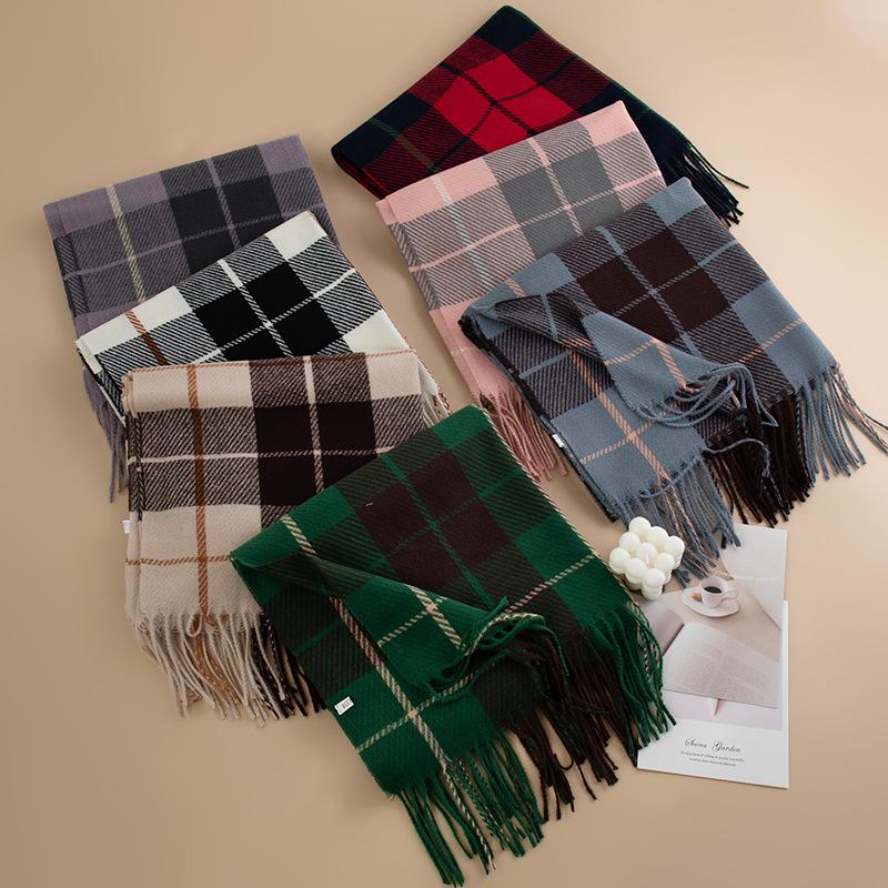 New Plaid Scarf Women's Autumn and Winter Retro Thickened British Style Shawl High End Atmosphere Warm Scarf