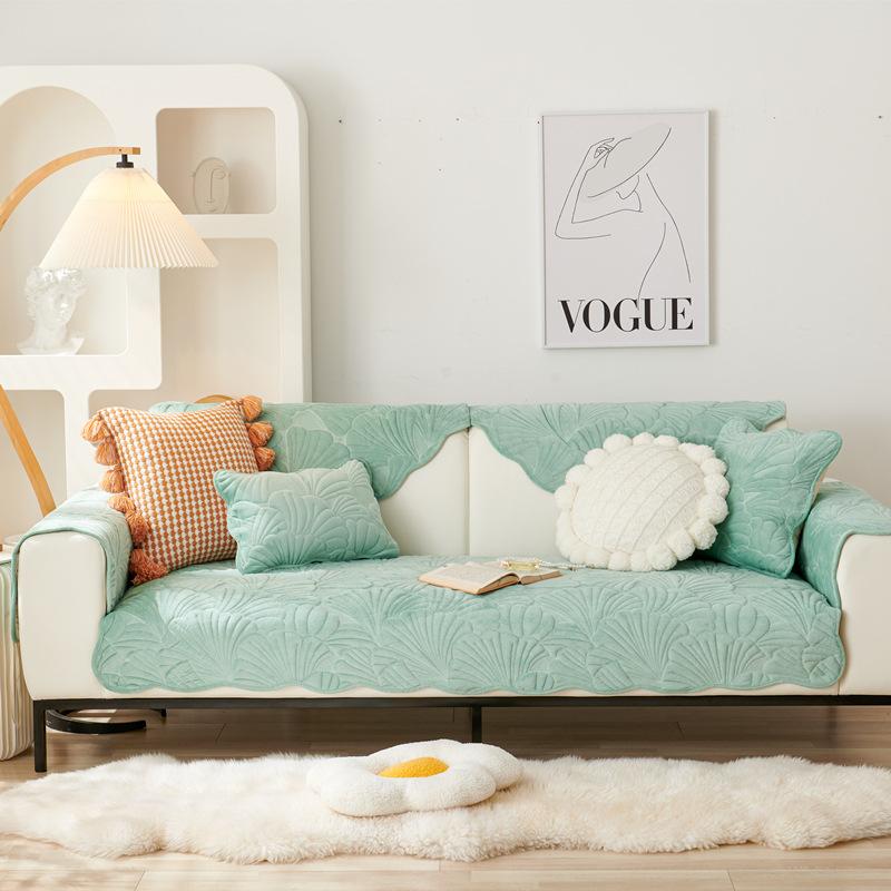 

Sofa Cushion Universal In All Seasons, Living Room Seat Cushion Crystal Velvet Sofa Towel, Seat Cushion Nordic Non-Slip Thickened Sofa Cover 70*70cm зелёный