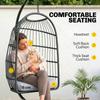 Hanging Egg Chair, Indoor Outdoor Hammock Swing Chair with Stand, Safety Strap, Foldable Basket, Dark/Light Grey