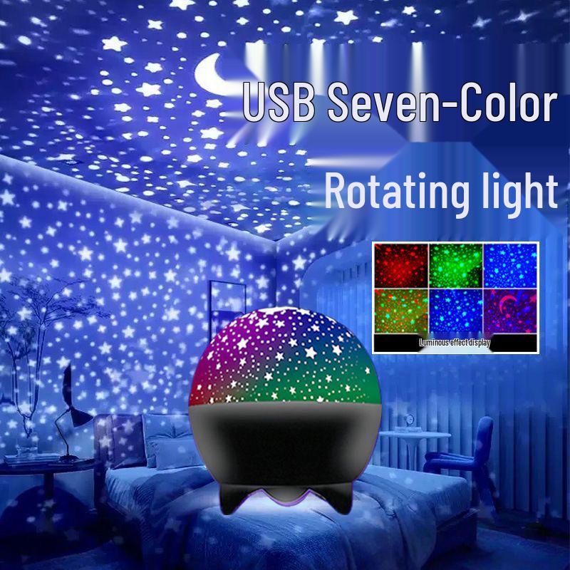USB Starry Sky 3D Projection Lamp: Magical Night Light with Full Sky Stars & Moon