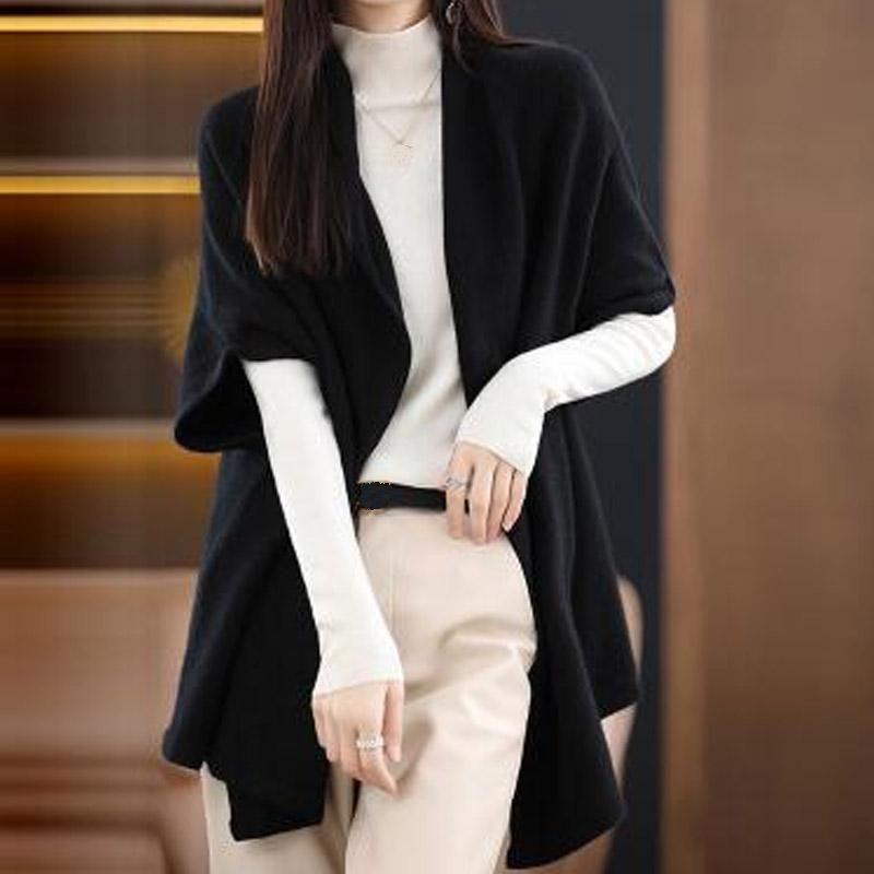 

Женские свитера Кардиганы Осень Зима Черный Повседневный Вязаный свитер Женские топы Кардиган One size чёрный