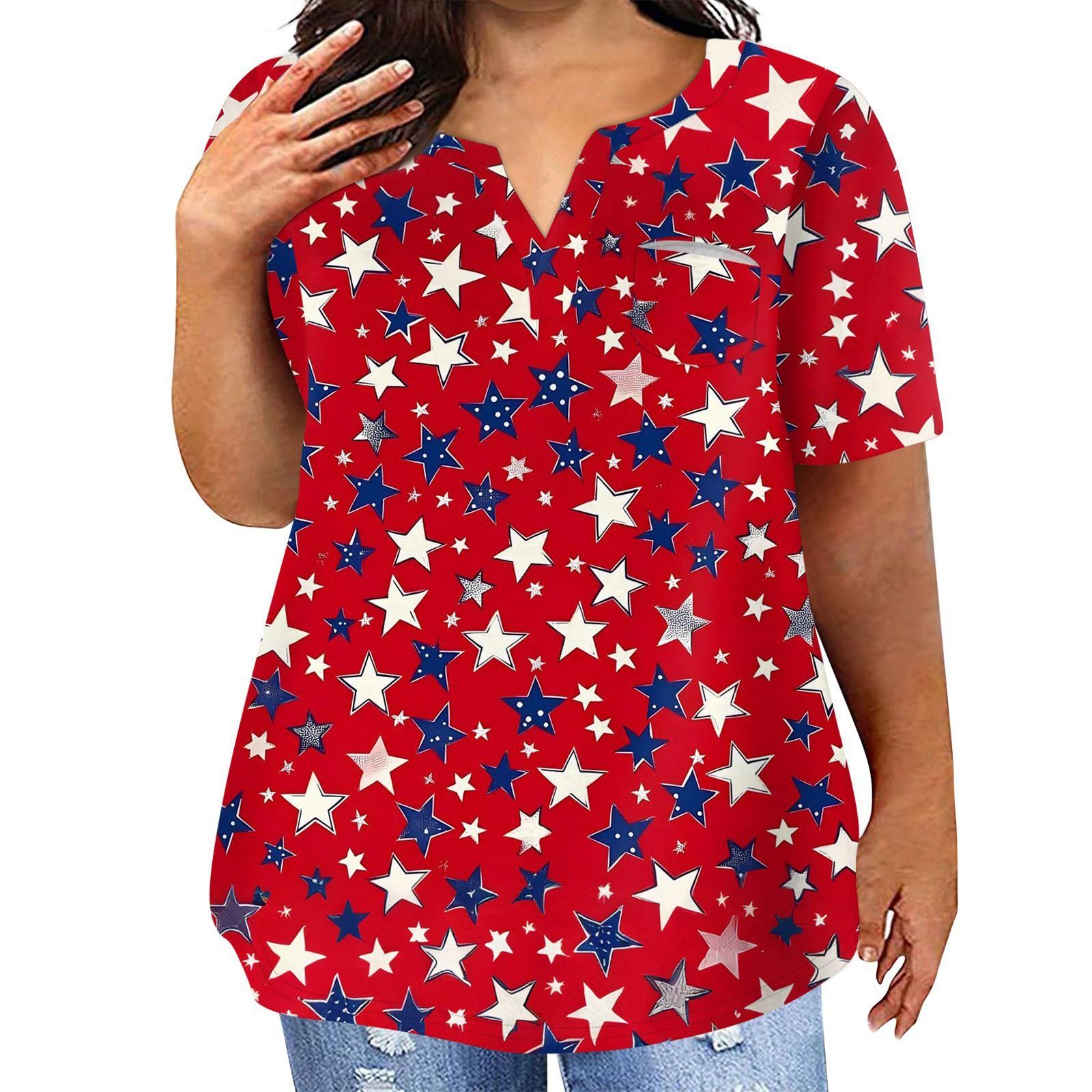 

Женская футболка большого размера, повседневный топ с карманами и V-образным вырезом с короткими рукавами XXXXXL киноварь