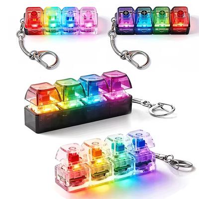 4-Button Keycap Keychain Fidget Toys Clicker Keyboard Button Pendant Portable Anti-Anxiety Stress Relief Toy For Kid Gift