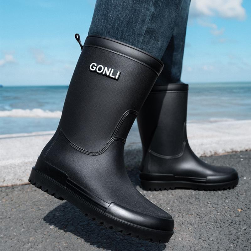 Rain shoes men's warm rain boots non-slip high tube bundle waterproof shoes kitchen rubber shoes car wash fishing men's water shoes