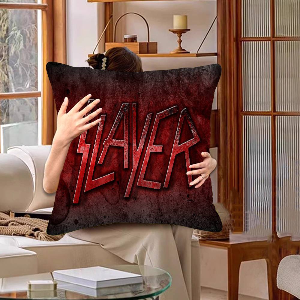 S-Slayer Heavy Metal Band Cushion Cover Polyester Sofa Cushions Decorative Throw Pillows Home Decoration Pillowcover
