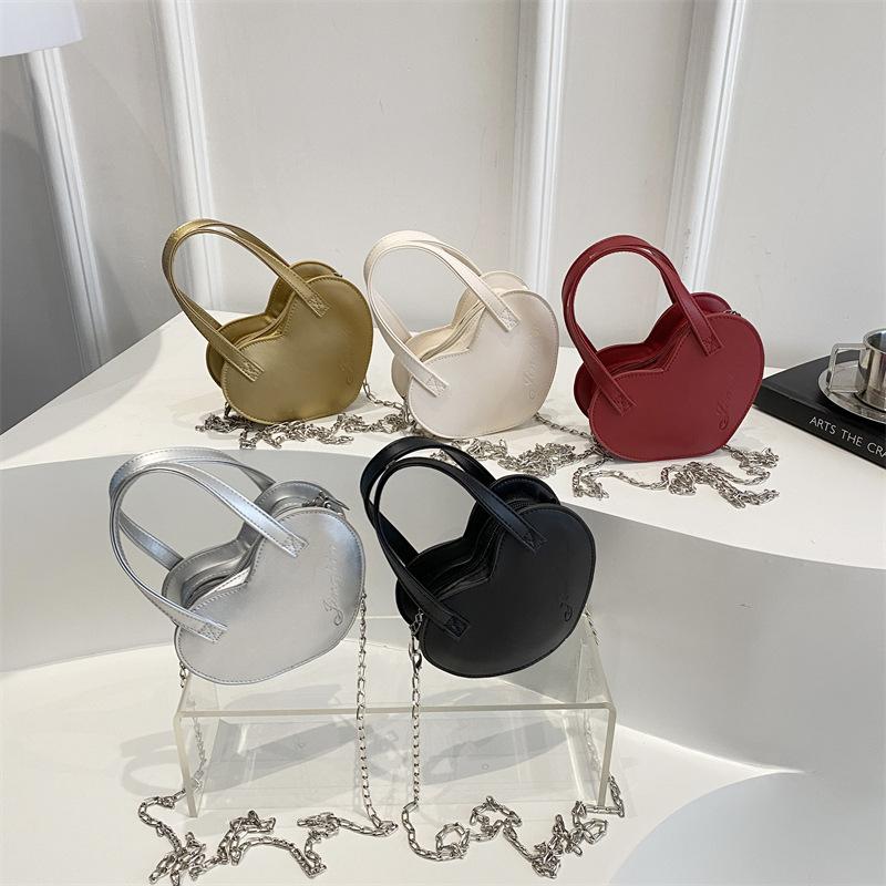Simple Solid Color Fashion Summer New Sweet Girl Trend Peach Heart Mini Heart Single Shoulder Crossbody Handbag
