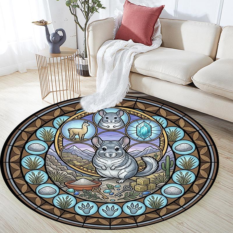 Hamsters Glass Journey Round Area Rug Under Office Chairs Bedroom Living Room Home Decor