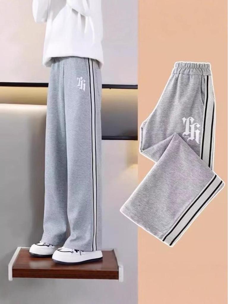 Dziewczęce spodnie z szerokimi nogawkami, podszyte polarem: Jesienno-zimowa odzież sportowa casualowa dla średnich i dużych dzieci