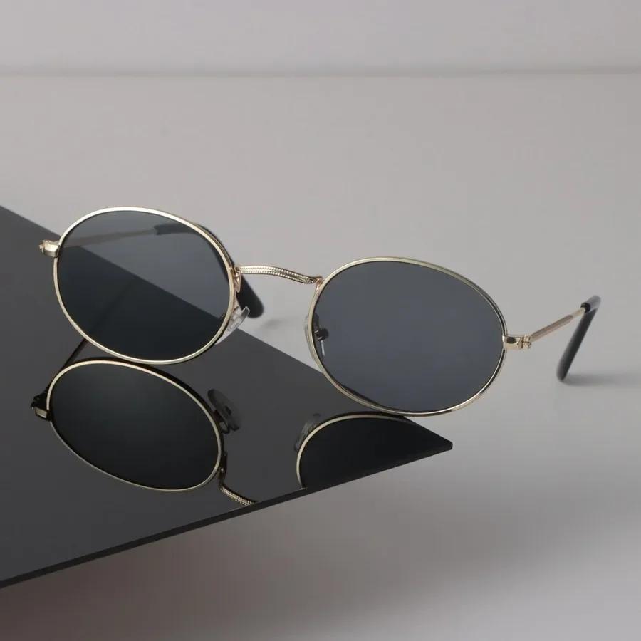 Designer Oval Sunglasses Women Men Vintage Black Sun Glasses Fashion Personality Eyewear Small Frame Mirror Brand