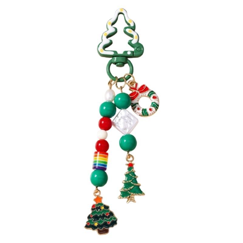 

Festival Snowman Keychain Christmas Jewelry Accessory With Beaded Pearls Charm Accessory For Bag Or Keys